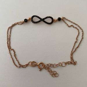 925 Silver infinity bracelet black cz gold plated